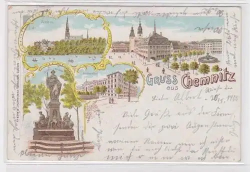 905046 Ak Gruss aus Chemnitz - Justizpalast, Saxonia-Brunnen, Schloss, Neumarkt