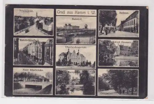 906025 Mehrbild Ak Gruss aus Hamm i.W. - Bahnhof, Rathaus, Ahsebrücke usw. 1914