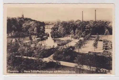 905302 Ak Chemnitz - Neue Schloßteichanlagen mit Wasserkünsten 1938