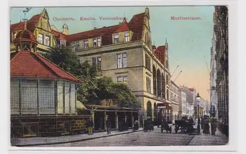 906062 Soldatenkarte AK Chemnitz - Kaufm. Vereinshaus, Moritzstrasse 1913