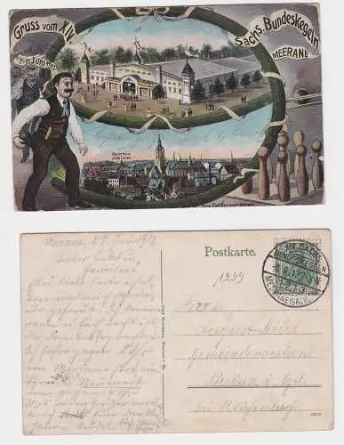 902746 Mehrbild Ak Gruß vom XIV.Sächs.Bundeskegeln Meerane 1913