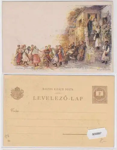 905897 Lithografie Ganzsache Ungarn - Aratási jelenet Nógrádban 2 Kreuzer
