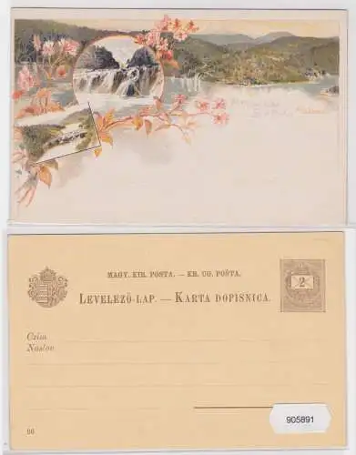 905891 Lithografie Ganzsache Ungarn- Plitviezai tavak Lacs de Plitvica 2 Kreuzer