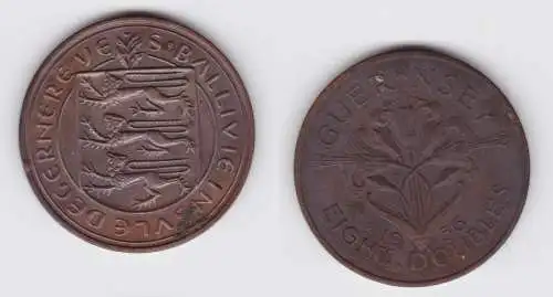 8 Doubles Kupfer Münze Guernsey 1956 vz (147921)