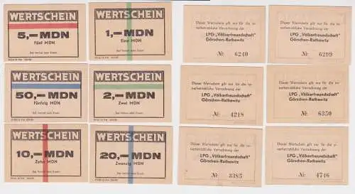 6 Banknoten 1 - 50 Mark DDR LPG "Völkerfreundschaft" Görschen Rathewitz (165703)