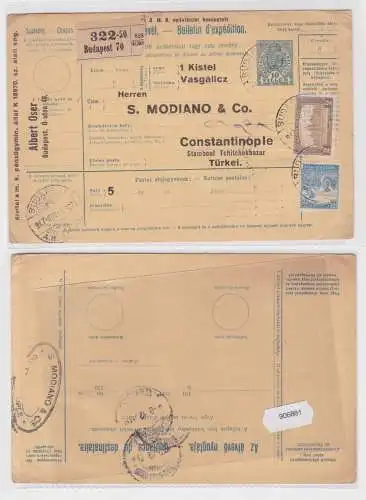 906861 Paketkarte S. Modiano & Co. Budapest nach Konstantinopel 1911