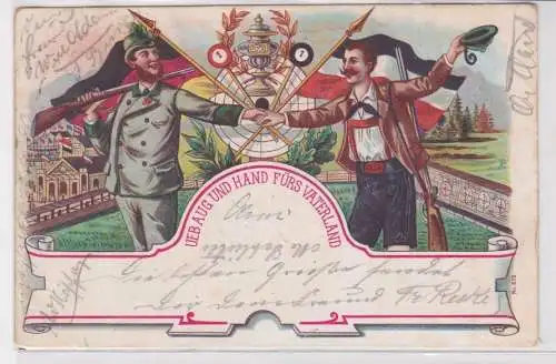 73776 Ak Lithographie Üb Aug und Hand für´s Vaterland 1902
