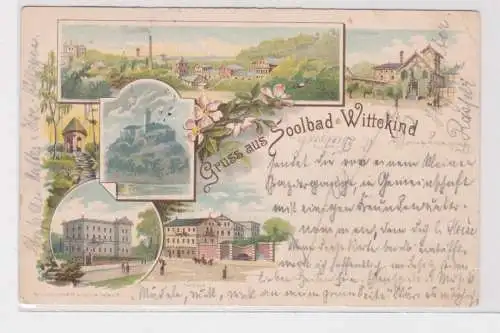 36845 Ak Lithographie Gruß aus Soolbad Wittekind bei Halle 1895