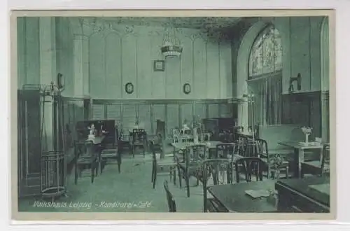 91129 Ak Das Volkshaus Leipzig Konditorei Cafè 1926