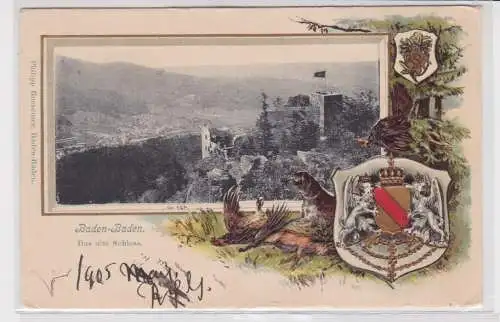 31554 Wappen Passepartout AK Baden-Baden das alte Schloss um 1905