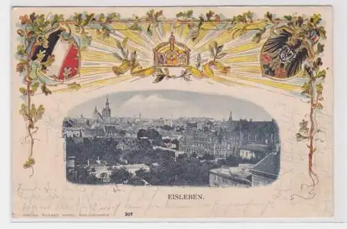 905375 Präge Lithographie Eisleben Totalansicht 1901