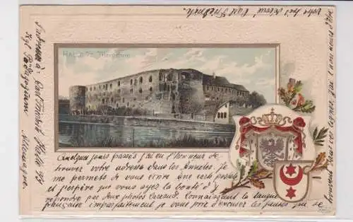 907380 Passepartout Präge Ak Halle an der Saale Moritzburg 1905