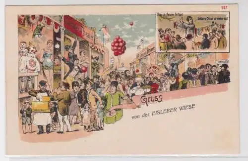 66399 Ak Lithographie Gruß von der Eisleber Wiese um 1910