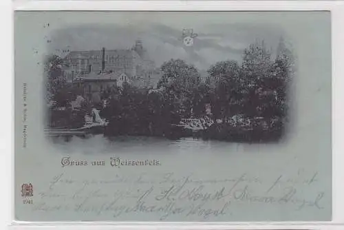 13832 Mondscheinkarte Gruß aus Weissenfels 1898
