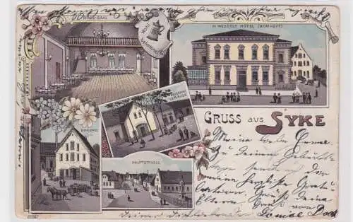 907693 Ak Lithographie Gruss aus Syke Wessels Hotel 1899