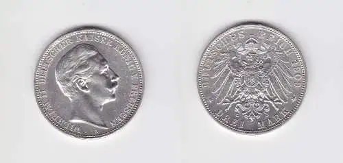 3 Mark Silbermünze Preussen Kaiser Wilhelm II 1909 A Jäger 103 ss (157106)