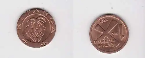 1 Franc Kupfer Münze Katanga 1961 Stgl. (157411)