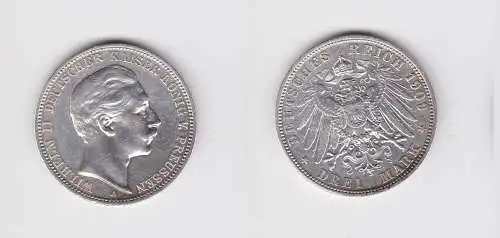 3 Mark Silbermünze Preussen Kaiser Wilhelm II 1909 A Jäger 103 ss+ (156489)