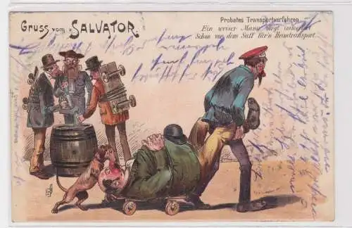 907163 Künstler Ak Gurss vom Salvator - Probates Transportverfahren 1901