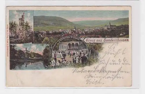 901954 Lithographie Ak Gruss aus Sondershausen - Schloss, Concerthalle, usw.