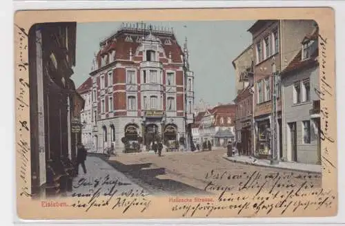 906926 Ak Eisleben - Hallesche Straße mit Hotel Monopol 1913