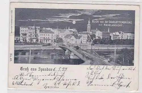906580 Ak Gruss aus Spandau - Blick von Charlottenbrücke mit Havelansicht 1899
