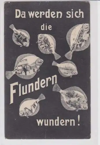 903860 Ak Seebad Ahlbeck - Da werden Sie die Flundern wundern! 1905
