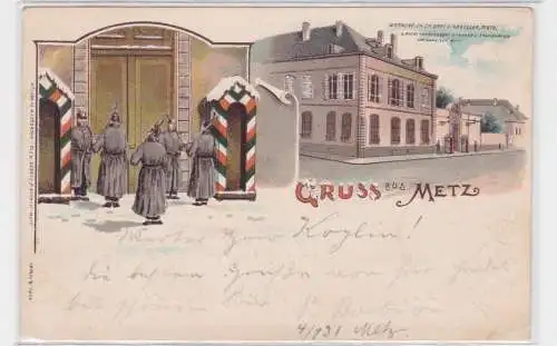 908167 Lithographie Ak Gruss aus Metz - Wohnungsr.Ex. Graf v. Haeseler 1901
