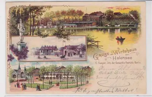 908177 Lithographie Ak Gruss vom Wirtshaus am Halensee 1902