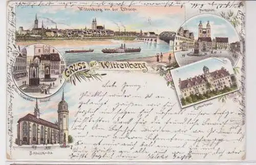 908173 Lithographie Ak Gruss aus Wittenberg - Markt, Lutherhaus, usw. 1896