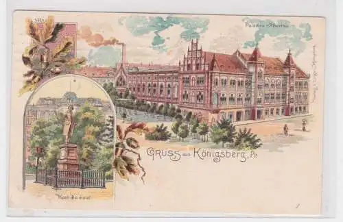 907947 Lithographie Ak Gruss aus Königsberg - Palästra Albertina u. Kant Denkmal
