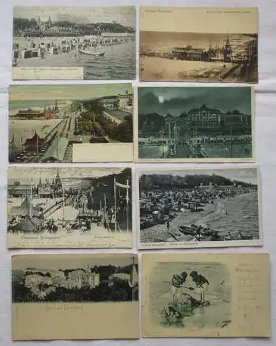 908226 / 8 Ak Heringsdorf Strand, Casino, Panorama, Wilhelm-Brücke usw. um 1910