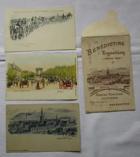 49314 / 3 Ak La Bénédeictine à l´ Exposition Paris 1900 in Originalmappe
