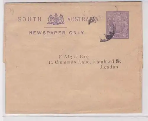 907485 Ganzsachen Streifband South Australia nach London Newspaper Only Wrapper