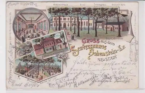40333 Ak Lithographie Gruß aus dem Schützenhaus Hohenstein Ernstthal Neustadt 