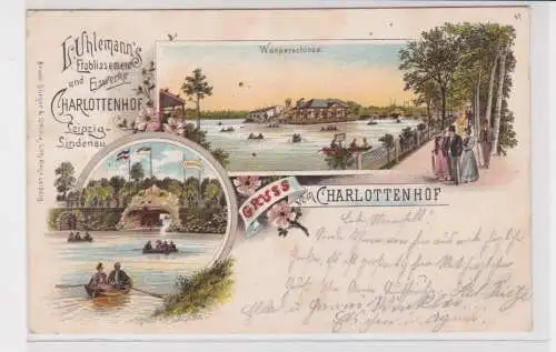 907725 Lithographie Ak Gruss vom Charlottenhof - L. Uhlemann's Etablissement