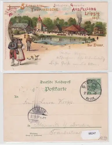 98247 Ak säch. thür. Industrie- u. Gewerbe-Ausstellung Leipzig 1897 - Das Dorf