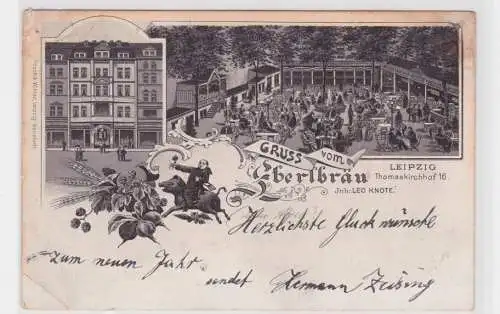 907827 Lithographie Ak Gruss vom Eberlbräu Leipzig 1899