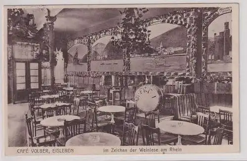 906715 Ak Eisleben Café Volber im Zeichen der Weinlese am Rhein 1929