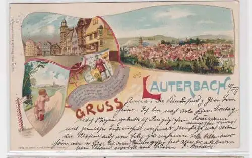 907133 Lithographie Ak Gruss aus Lauterbach 1913