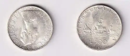 500 Lire Silber Münze Italien 1966 Kolumbus Flotte (146876)