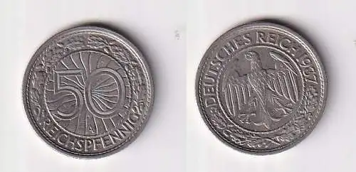 50 Pfennig Nickel Münze 1937 A Jäger 324 ss+ (164654)