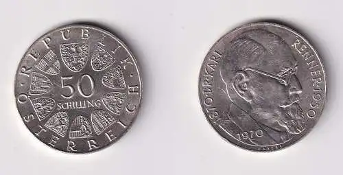 50 Schilling Silber Münze Österreich 1970 100. Geb. von Dr. Karl Renner (166477)