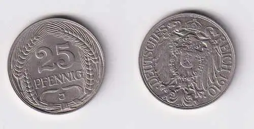 25 Pfennig Nickel Münze Kaiserreich 1910 J f.vz (166571)