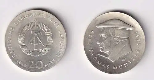 DDR Gedenk Münze 20 Mark Thomas Müntzer 1989 Stempelglanz (167105)