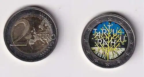 2 Euro Farb-Münze Estland 2020 100. Jahrestag Frieden von Tartu Stgl. (165649)