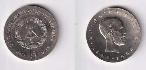 DDR Gedenk Münze 5 Mark Heinrich Hertz 1969 Stempelglanz (167448)