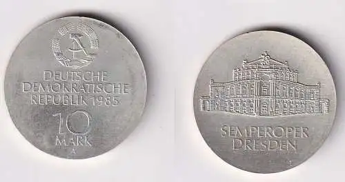 DDR Gedenk Münze 10 Mark Semperoper Dresden 1985 Silber Stempelglanz (167533)