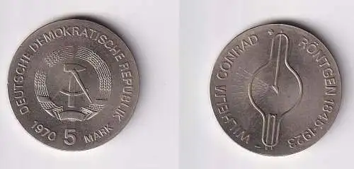 DDR Gedenk Münze 5 Mark Wilhelm Conrad Röntgen 1970 Stempelglanz (167488)