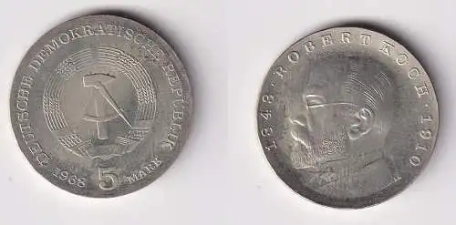 DDR Gedenk Münze 5 Mark Robert Koch 1968 Stempelglanz (167443)